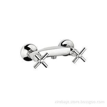 Cross Zinc Handle Shower Mixer Taps Chrome Plated , Wall Mo